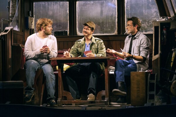 This image provided by Matthew Murphy shows Alex Brightman, from left, Ian Shaw and Colin Donnell in a scene from the play 