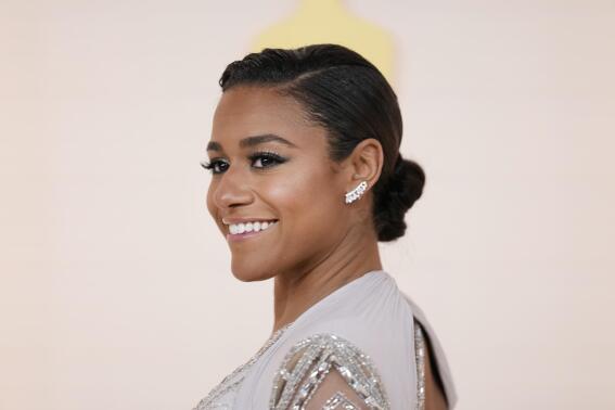 FILE - Ariana DeBose arrives at the Oscars, March 12, 2023, at the Dolby Theatre in Los Angeles. DeBose’s stint as host of the 2022 Tony Awards went so well she is been asked to return this year. The Academy Award winner and Tony Award nominee will lead the Sunday, June 11, celebration from New York City’s uptown United Palace theater live on CBS and on Paramount+. (AP Photo/Ashley Landis, File)
