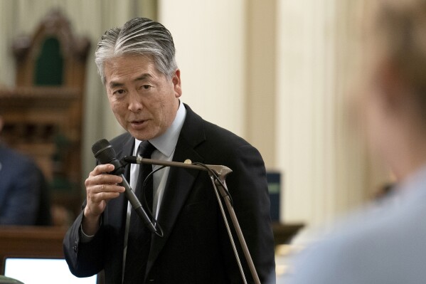Assembly member Al Muratsuchi, D-Torrance, speaks on a bill before the Assembly at the Capitol in Sacramento, Calif., Thursday, June 1, 2023. (AP Photo/Rich Pedroncelli, File)