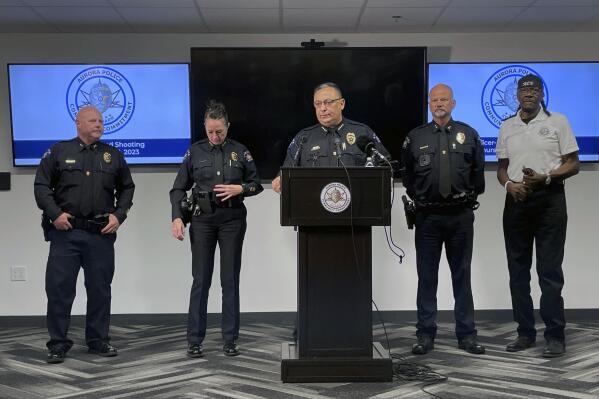 Aurora Interim Chief of Police Art Acevedo speaks during a press conference, Friday, June 9, 2023 in Aurora, Colo. Aurora Police planned to release body camera footage showing an officer fatally shooting a 14-year-old Black boy they say was armed with a pellet gun. (Grace Smith/The Denver Post via AP)