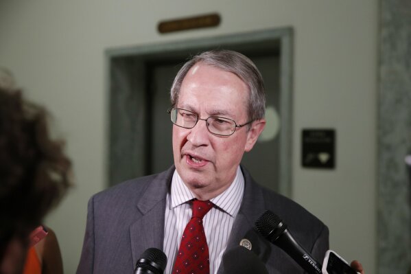 
              House Judiciary Chairman Bob Goodlatte, R-Va., speaks about the retirement of Justice Anthony, as he arrives for a deposition before the House Judiciary Committee by Peter Strzok, the FBI agent facing criticism following a series of anti-Trump text messages, on Capitol Hill, Wednesday, June 27, 2018, in Washington. (AP Photo/Alex Brandon)
            