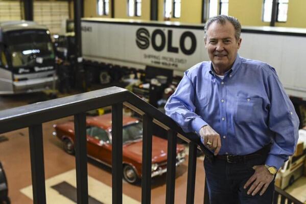 Mike Sodrel poses in the maintenance port of his Jeffersonville, Indiana-based trucking company Sodrel Holding Co. in this 2017 photo. Sodrel, who won a single term to the U.S. House in 2004, is among the candidates seeking the Republican nomination for Indiana's 9th congressional district seat in the May 3 primary. (News and Tribune via AP)