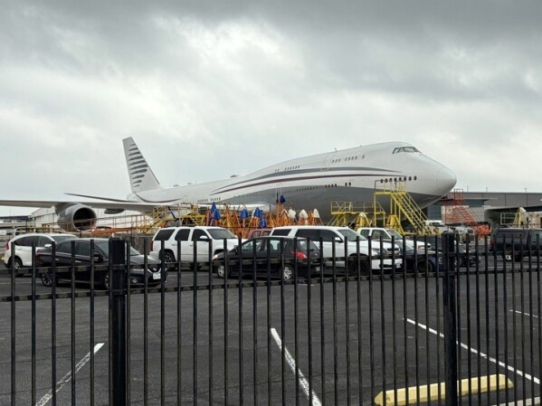 A Boeing 747 with the color scheme of planes used by the Qatari royal family is seen Friday, May 2, 2025 at San Antonio International Airport in San Antonio, Texas. President Donald Trump said this week that he wants to accept the $400 million plane, and that it would later be donated to a presidential library. (Brandon Lingle/The San Antonio Express-News via AP, File)