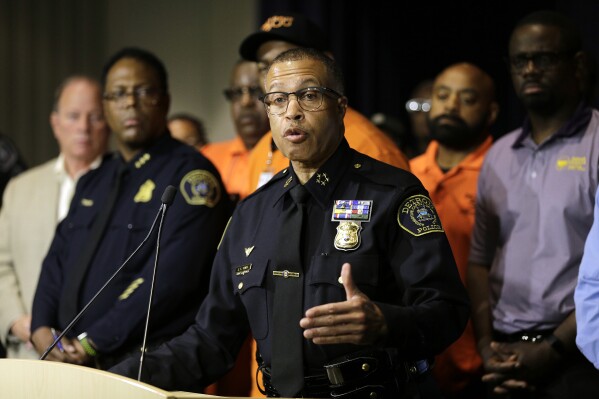 FILE - Detroit Police Chief James Craig answers questions during a news conference, Friday, June 7, 2019, at the Detroit Police Headquarters in Detroit, addressing the police response to a possible serial killer. Investigators believe a "serial murderer and rapist" targeting prostitutes is at large in Detroit. (Kimberly P. Mitchell/Detroit Free Press via AP, File)