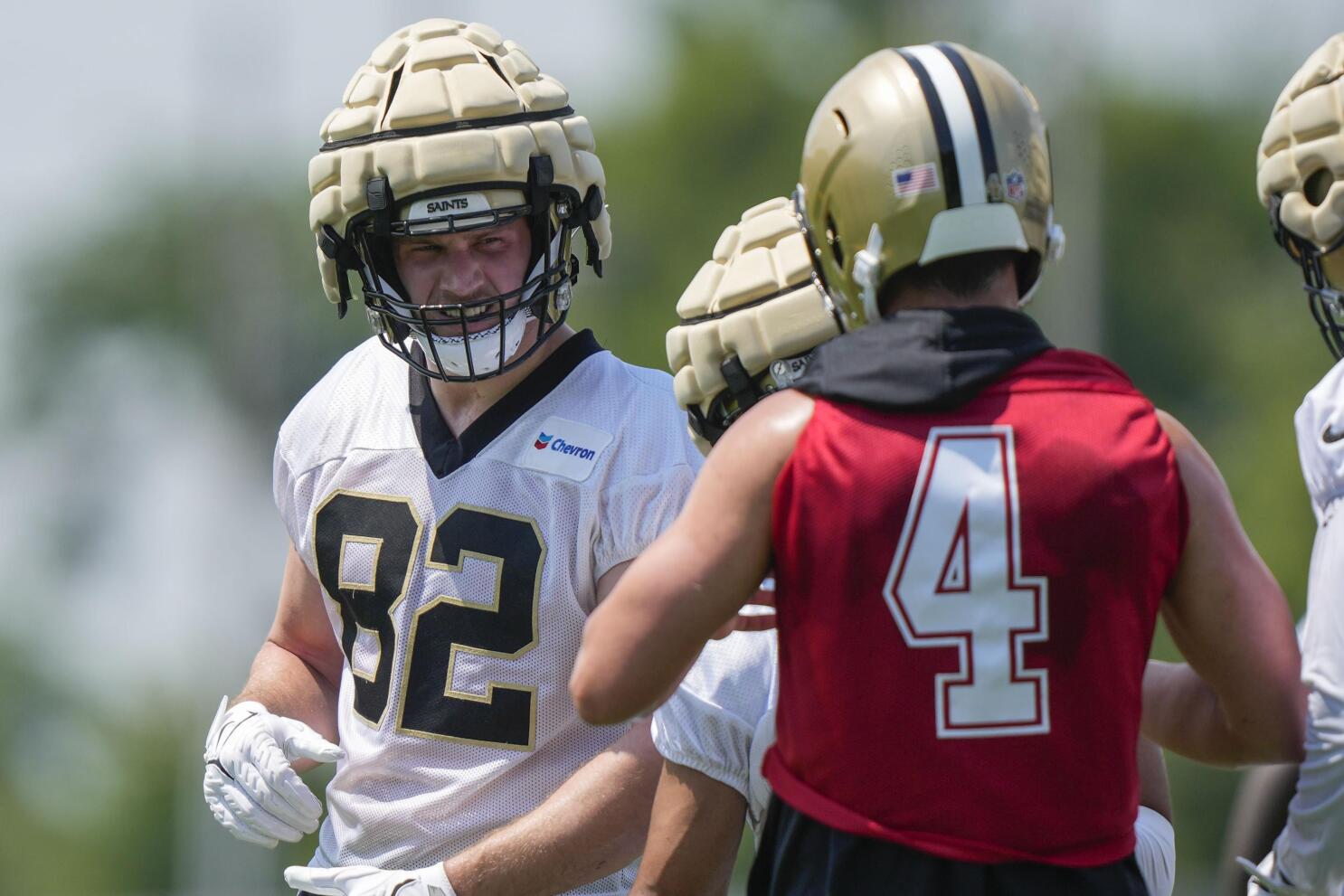 Foster Moreau says he still has his signed Jimmy Graham Saints jersey