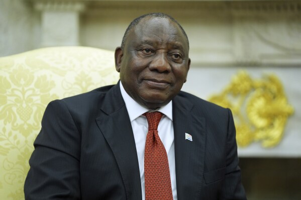 South African President Cyril Ramaphosa listens when he meets President Donald Trump in the Oval Office of the White House on Wednesday, May 21, 2025. (AP Photo/Evan Vucci)