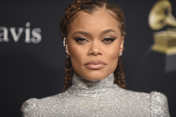 Andra Day arrives at the Pre-Grammy Gala on Saturday, Feb. 3, 2024, at the Beverly Hilton Hotel in Beverly Hills, Calif. (Photo by Richard Shotwell/Invision/麻豆传媒app)
