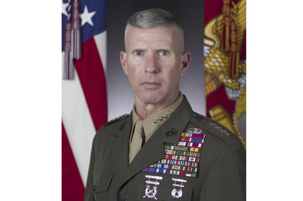Gen. Eric Smith is shown in this undated handout photo provided by the U.S. Dept. of Defense. President Joe Biden has nominated a highly decorated Marine officer who's been involved in the transformation of the force to be the next commandant of the Marine Corps. Gen. Eric Smith is now the assistant commandant and his nomination had been widely expected. (U.S. Dept. of Defense via AP)