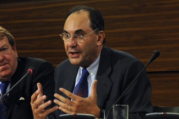 The Vice-President of the European Parliament Alejo Vidal-Quadras from Spain gestures while talking to the media at the European Parliament in Brussels, Belgium, Tuesday Jan. 27, 2009. Spanish police say that veteran Spanish right-wing politician Alejandro Vidal-Quadras has been taken to a hospital in Madrid after being shot in a street in the capital Police said that he was shot in the face on a central street around 1:30 p.m. local time and was conscious when taken to a hospital. (AP Photo/Thierry Charlier, File)