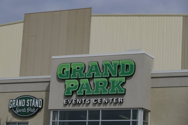 The Events Center at Grand Park in Westfield, Ind., is closed Tuesday, April 7, 2020, due to the coronavirus outbreak. Westfield officials estimate the area could lose $85 million in direct spending if Grand Park stays closed through June. (AP Photo/Michael Conroy)