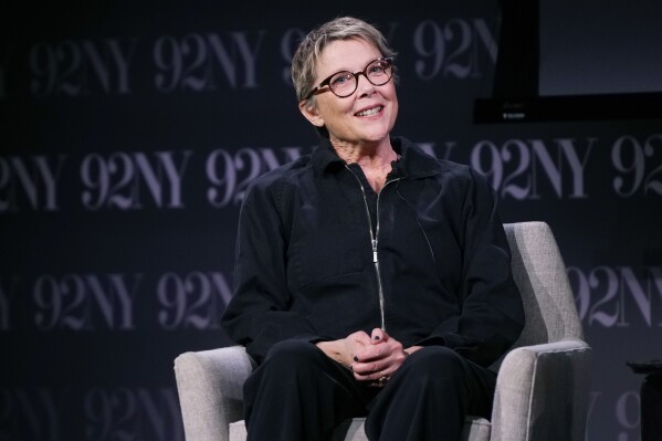 FILE - Annette Bening discusses her film "Nyad" at 92NY on Thursday, Jan. 11, 2024, in New York. Bening, a two-time Golden Globe winner who recently received her fifth Oscar nomination, was named Thursday, Feb. 1, 2024 as the 2024 Woman of the Year by Harvard University鈥檚 Hasty Pudding Theatricals.(Photo by Charles Sykes/Invision/AP)