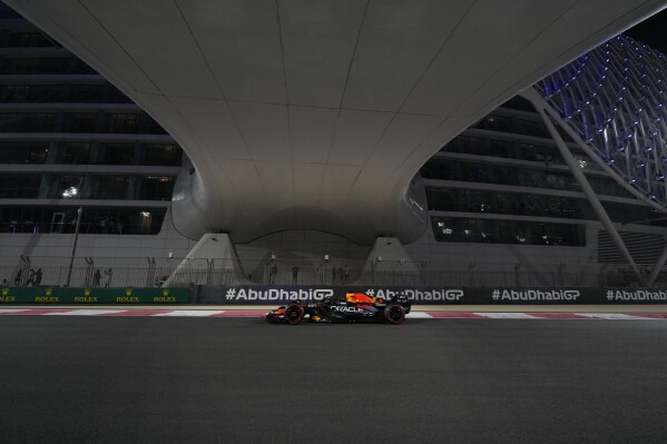 Red Bull driver Max Verstappen of the Netherlands steers his car during the second practice ahead of the Abu Dhabi Formula One Grand Prix at the Yas Marina Circuit, Abu Dhabi, UAE, Friday, Nov. 24, 2023. (AP Photo/Kamran Jebreili)