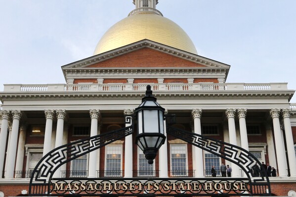 FILE - The Massachusetts Statehouse is seen, Jan. 2, 2019, in Boston. The Massachusetts House unanimously approved legislation Wednesday, July 10, 2024, aimed at preventing cell phone location information from being used to track individuals seeking reproductive and gender affirming care in the state. (AP Photo/Elise Amendola, File)