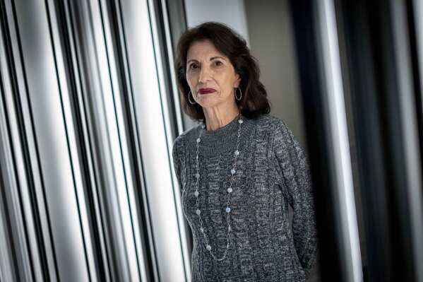 Diane Foley, whose son was beheaded by Islamic militants in Syria 10 years ago, poses for a portrait in Washington, Jan. 31, 2024. Foley has written a book, American Mother, in which she describes efforts to connect with one of the men who was convicted in the murder of her son after he was brought to the U.S. for trial. (AP Photo/Andrew Harnik)