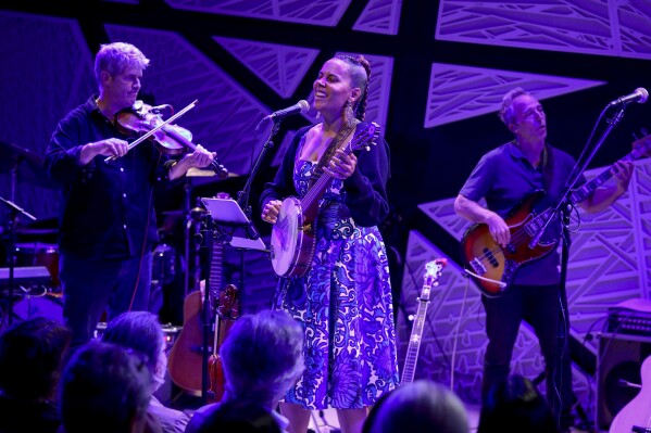 Musician Rhiannon Giddens performs at National Sawdust on Thursday, Aug. 17, 2023, in New York. (Photo by Andy Kropa/Invision/AP)