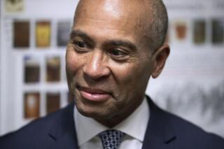 FILE - Democratic presidential candidate and former Massachusetts Gov. Deval Patrick files to have his name listed on the New Hampshire primary ballot, Thursday, Nov. 14, 2019, in Concord, N.H. In a news release Tuesday, Jan. 25, 2022, Harvard Kennedy School Dean Douglas Elmendorf said Patrick will be joining the Harvard Kennedy School the following week and is to serve as a professor of the practice of public leadership and as co-director of the School's Center for Public Leadership. (AP Photo/Charles Krupa, File)