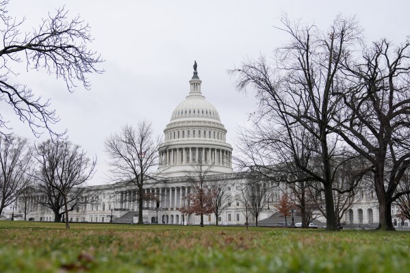 The U.S Capitol photographed on Tuesday, Feb. 13, 2024, in Washington. (AP Photo/Mariam Zuhaib)