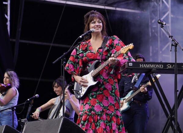 FILE - Angel Olsen performs live on stage at the All Points East festival in London on August 25, 2023.  (Alberto Pezzali/Invision/AP, File)