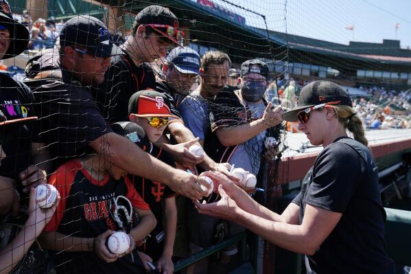 MLB on X: .@SFGiants' Alyssa Nakken becomes the first woman to coach on  the field in an MLB game, taking over as first-base coach tonight.    / X