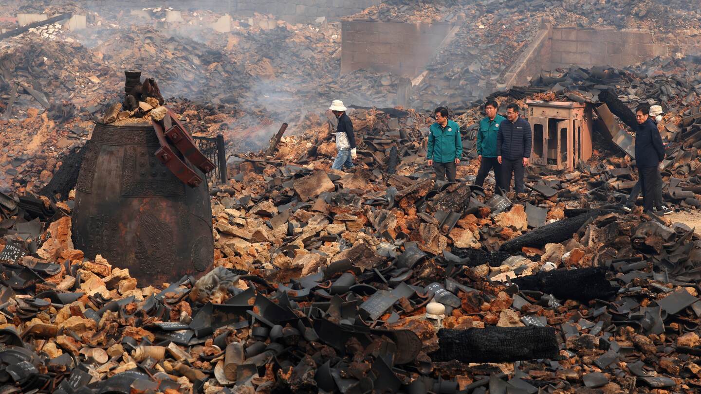 South Korea's centuries-old Gounsa temple is left in ruins by ...