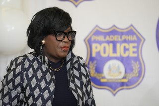 FILE - Philadelphia Mayor Cherelle Parker attends a news conference in Philadelphia, Thursday, Jan. 11, 2024. The arrest of two of Philadelphia's LGBTQ leaders by a state trooper during a fraught highway traffic stop is “very concerning,” Parker said after a video showing some of what happened on Saturday, March 2, 2024, circulated on social media. (AP Photo/Matt Rourke, File)
