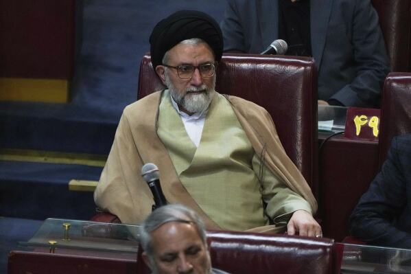 Iranian Intelligence Minister Esmail Khatib attends the inauguration ceremony of the 6th term of the Assembly of Experts in Tehran, Iran, May 21, 2024. (AP Photo/Vahid Salemi)