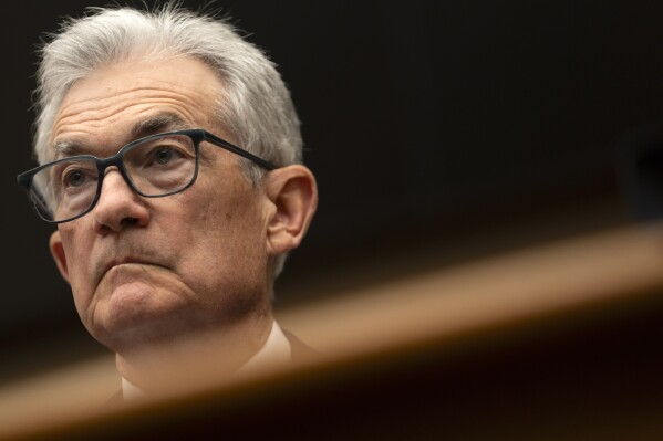 Federal Reserve Board Chair Jerome Powell appears before the House Financial Services Committee on Capitol Hill, Wednesday, March 6, 2024, in Washington. (AP Photo/Mark Schiefelbein)