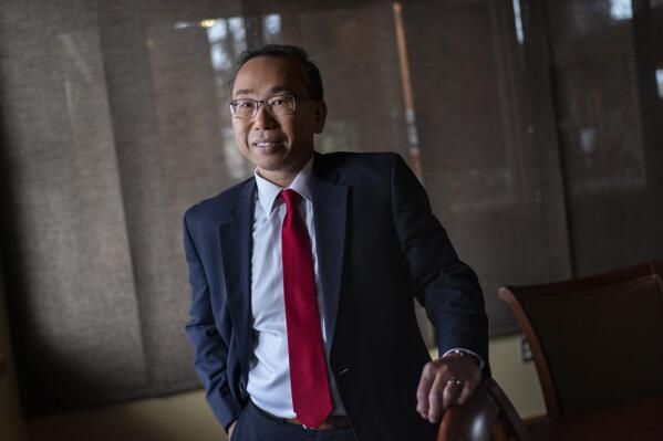 Former Cranston, R.I., Mayor and Republican candidate for the state's 2nd Congressional District, Allan Fung, poses for a portrait in Warwick, R.I., Tuesday, Oct. 25, 2022. (AP Photo/David Goldman)