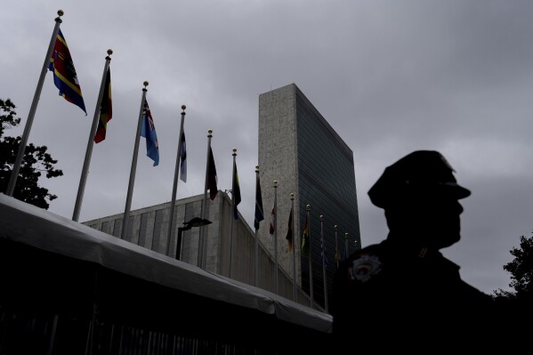 The United Nations headquarters during the 79th session of the U.N. General Assembly, Wednesday, Sept. 25, 2024. (AP Photo/Julia Demaree Nikhinson)