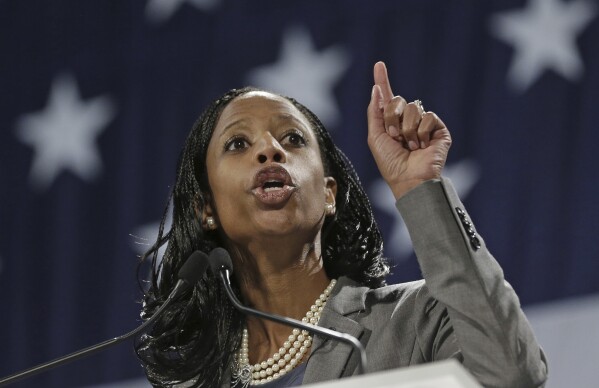 Republican congressional candidate Mia Love speaks during the Utah Republican Party nominating convention in Sandy, Utah, on April 26, 2014. (AP Photo/Rick Bowmer, File)