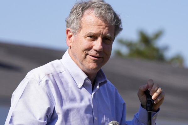 Now former U.S. Sen. Sherrod Brown, D-Ohio, speaks at a campaign rally, Oct. 5, 2024, in Cincinnati. Brown has launched a pro-worker organization to promote the “Dignity of Work.” It's an idea the Ohio Democrat has advanced for years as an officeholder and candidate. The announcement on Monday comes as the 72-year-old Brown is weighing a run for the Senate in 2026, after losing his bid for a fourth term last year. (AP Photo/Jeff Dean, File)
