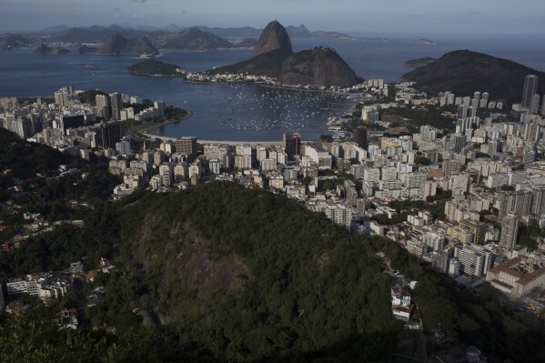 FILE - Sugarloaf mountain and Guanabara Bay are seen in Rio de Janeiro, Brazil, July 8, 2016. The number of violent deaths in 2022 reached the lowest level in more than a decade, according to a July 20, 2023 report by Brazilian researchers at the Brazilian Forum on Public Safety, an independent group that tracks crimes. (AP Photo/Leo Correa, File)