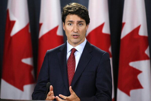 
              Canadian Prime Minister Justin Trudeau speaks during a news conference in Ottawa, Ontario on Thursday, May 31, 2018. The Trump administration announced Thursday that it will impose tariffs on steel and aluminum imports from Europe, Mexico and Canada. Trudeau said: "These tariffs are totally unacceptable." Canada announced plans to slap tariffs on $16.6-billion Canadian (US$12.8 billion) worth of U.S. products, ranging from steel to yogurt to toilet paper. (Patrick Doyle/The Canadian Press via AP)
            
