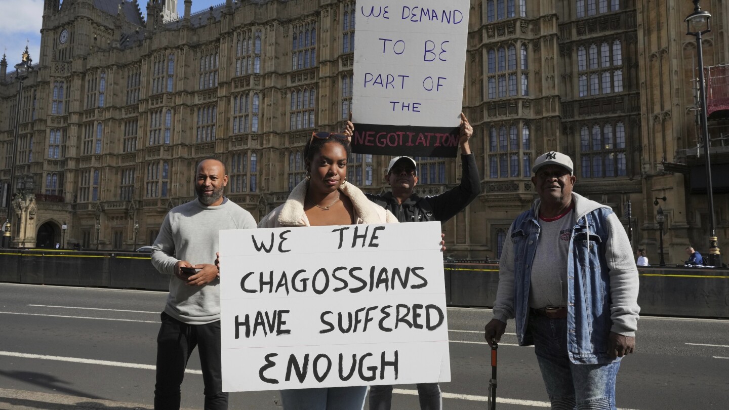 Chagos islanders displaced for a US military base protest a deal on their future made without them