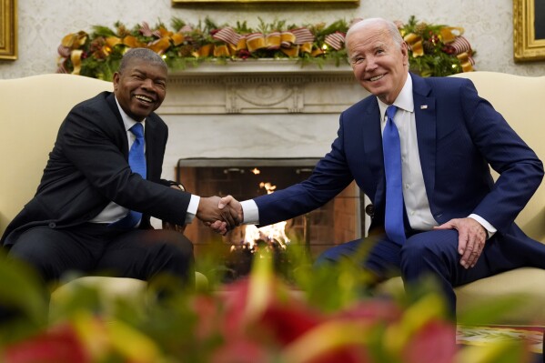 President Joe Biden meets with Angola's President Joao Manuel Goncalves Lourenco in the Oval office of the White House, Thursday, Nov. 30, 2023, in Washington. (AP Photo/Andrew Harnik)
