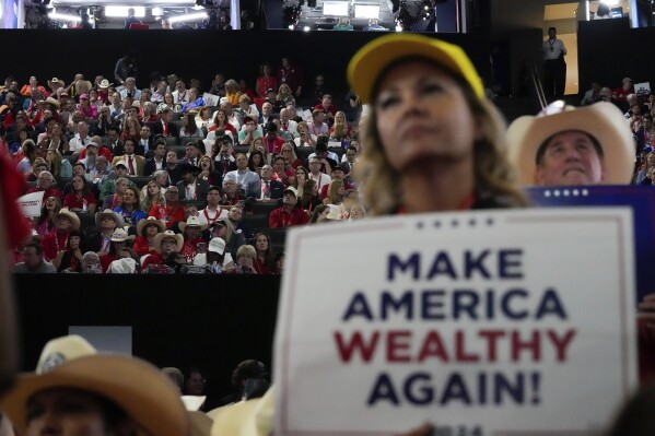 Delegates watch during the Republican National Convention Monday, July 15, 2024, in Milwaukee. (AP Photo/Nam Y. Huh)