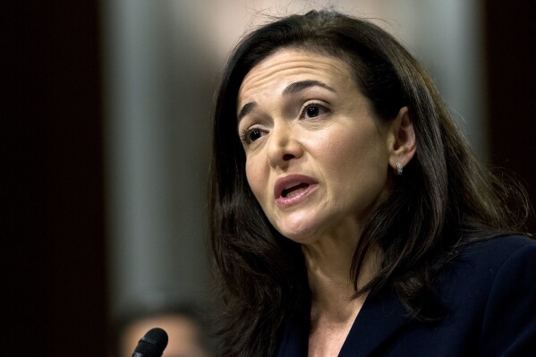 FILE - Facebook COO Sheryl Sandberg testifies before the Senate Intelligence Committee hearing on 