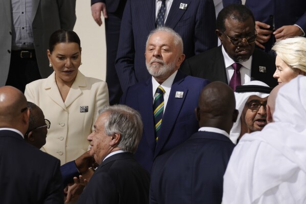 FILE - Brazil President Luiz Inacio Lula da Silva attends a group photo at the COP28 U.N. Climate Summit, Dec. 1, 2023, in Dubai, United Arab Emirates. (AP Photo/Peter Dejong, File)