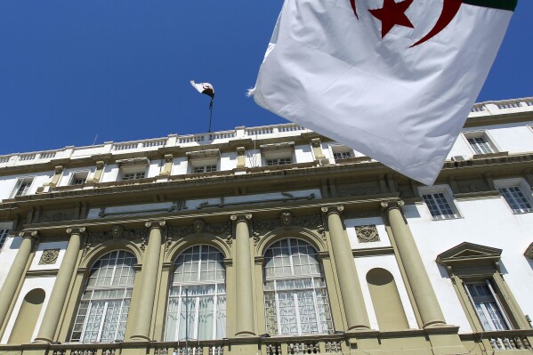 A view of the building of Algerian council of nation, or the parliament, in Algiers, Algeria, Wednesday, June 28, 2017. Algeria has passed a law enshrining new media freedoms and repealing old measures that allowed journalists to be prosecuted for what they write. The move Tuesday, Nov. 28, 2023, is being hailed as a major achievement by the country's officials and has been well received by journalists. (AP Photo/Anis Belghoul)