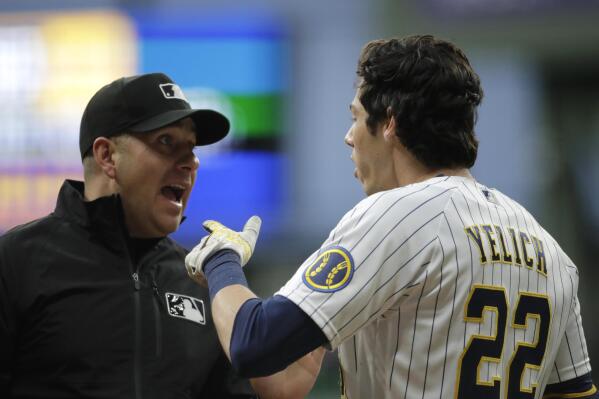 Christian Yelich Reacts to Being Called Out Turning to 2nd Base & Being  Ejected in Brewers vs. Reds 