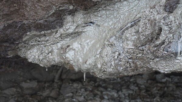 Permafrost melts on the coast in Newtok, Alaska on Friday, Aug. 16, 2024. (AP Photo/Rick Bowmer)