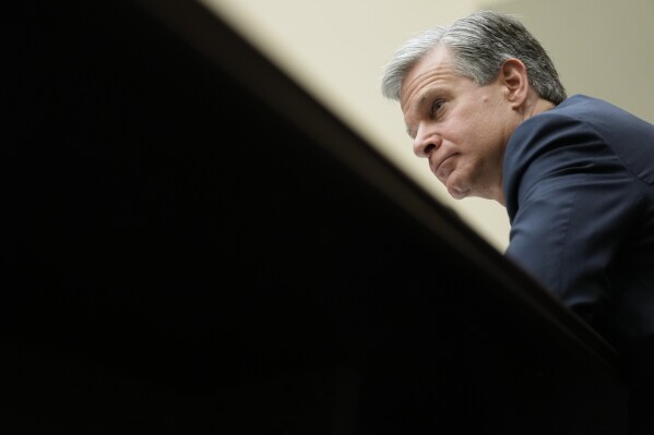 FBI Director Christopher Wray attends a House Committee on the Judiciary oversight hearing, Wednesday, July 12, 2023, on Capitol Hill in Washington. (AP Photo/Patrick Semansky)
