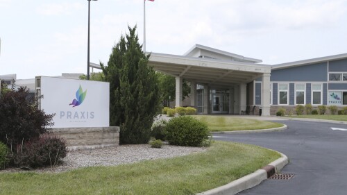 The exterior of Praxis Landmark Recovery facility on Bodnar Drive, southeast of Mishawaka, Ind., is shown Tuesday, July 11, 2023. Northern Indiana police have asked state officials to revoke the license of Praxis Landmark Recovery, where three patients recently died within a week, saying that the less than year-old center is endangering its residents and placing a strain on law enforcement. (Greg Swiercz/South Bend Tribune via AP)