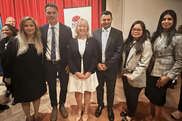 My Guardian Founders Jad Haber (third from right) and Diala - Azzi Haber (leftmost) with Honorable Chris Minns MP (second from left) and Honorable Kylie Wilkinson MP (third from left). Accompanied by My Guardian Clinical Department Head Christine Quiocho