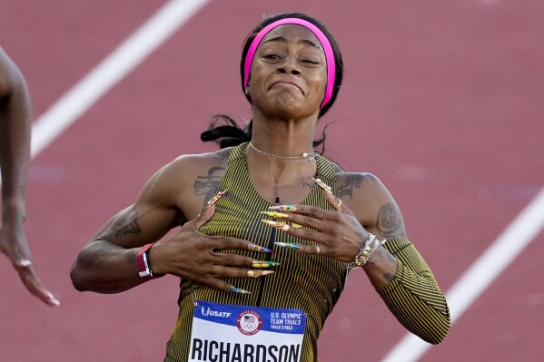 Sha'Carri Richardson wins women's 100 final to reach Paris Olympics | AP News