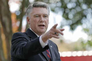 FILE - Mark Harris speaks to the media during a news conference, Nov. 7, 2018, in Matthews, N.C. The former North Carolina congressional candidate whose 2018 race was linked to allegations of absentee ballot fraud that led to a new election and charges against others is running again for the U.S. House. Harris, a Republican, announced on Tuesday, Sept. 12, 2023, that he will run for the 8th Congressional District seat currently held by GOP U.S. Rep. Dan Bishop, who last month revealed plans to run for state attorney general. (AP Photo/Chuck Burton, File)