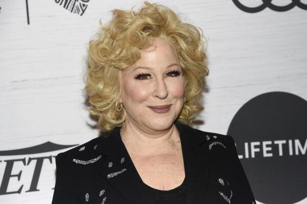 FILE - In this April 5, 2019, file photo Bette Midler attends Variety's Power of Women: New York in New York. The Kennedy Center Honors is returning in December with a class that includes Motown Records creator Berry Gordy, “Saturday Night Live” mastermind Lorne Michaels and actress-singer Bette Midler. Organizers expect to operate at full capacity, after last year’s Honors ceremony was delayed for months and later conducted under intense COVID-19 restrictions. (Photo by Evan Agostini/Invision/AP, File)
