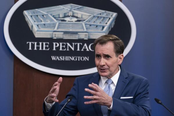 Pentagon spokesman John Kirby speaks during a media briefing at the Pentagon, Monday, Oct. 25, 2021, in Washington. (AP Photo/Alex Brandon)