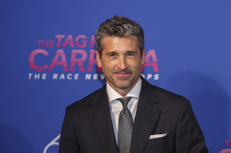 FILE - Patrick Dempsey poses for photographers upon arrival at the TAG Heuer Carrera 60th anniversary party, April 20, 2023, in London. On Tuesday, Nov, 7, People magazine named Dempsey as its Sexiest Man Alive. (Vianney Le Caer/Invision/AP, File)