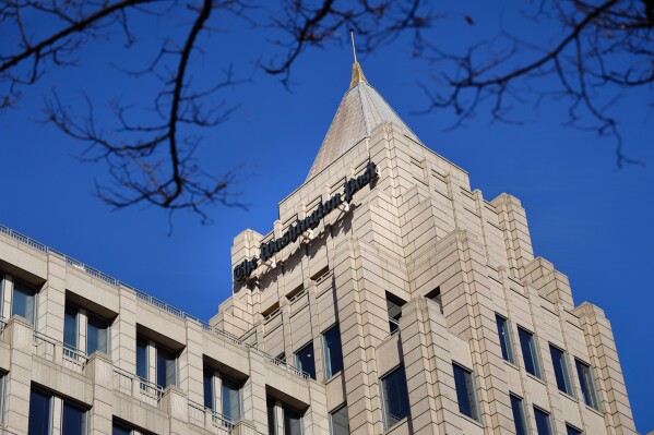 The One Franklin Square Building, home of The Washington Post, in downtown Washington, Feb. 8, 2019. (AP Photo/Pablo Martinez Monsivais, file)